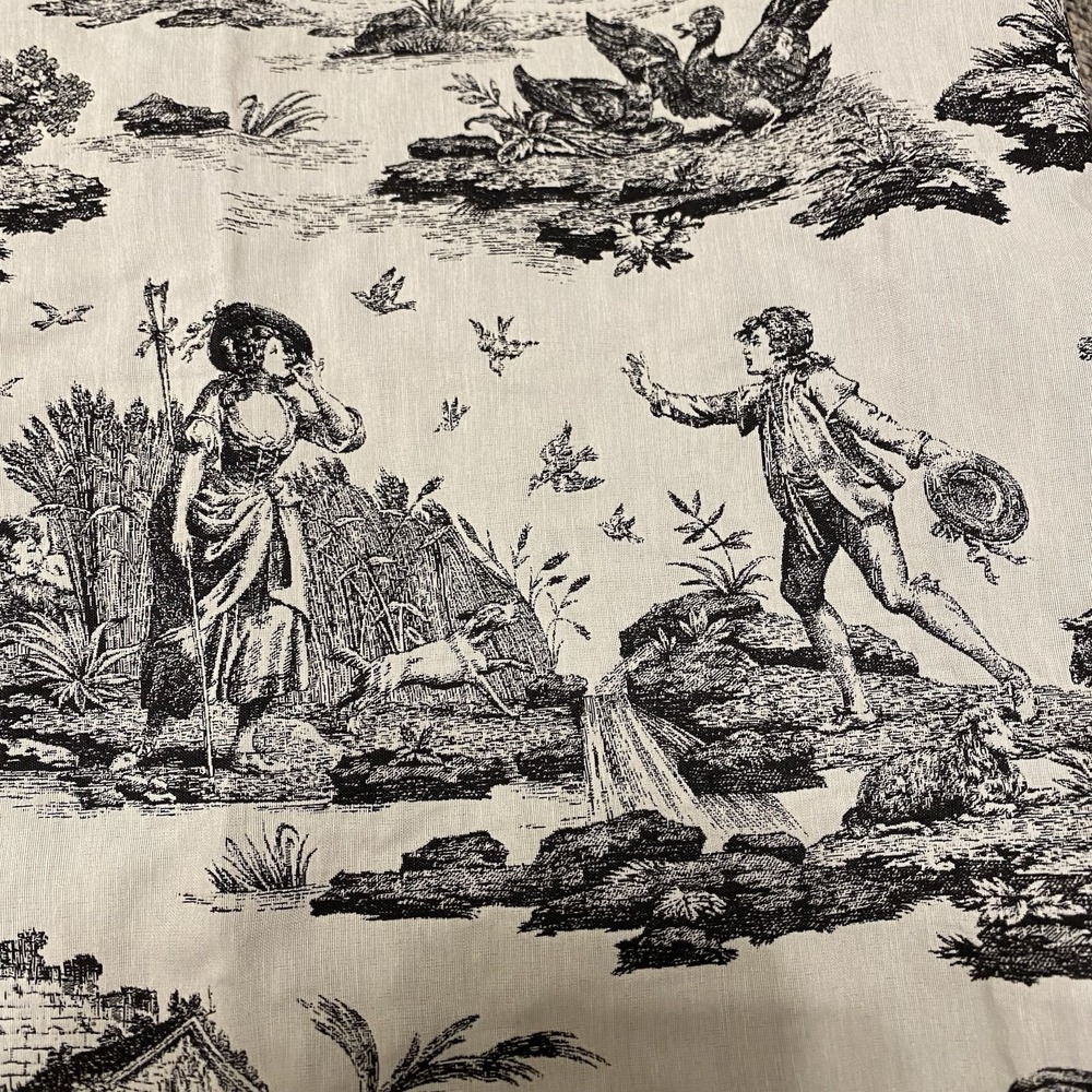 Vintage Fabric Waverly Rustic Life Toile County Scen French 2 Yd x57" Upholstery - Picture 5 of 13